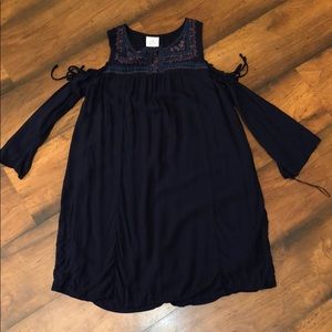 Bohemian Embroidered Cold Shoulder Mini Dress